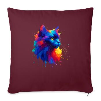Bunte Splash Art Bombay Katze - Sofakissenbezug 45 x 45 cm - Burgunderrot - Vorne