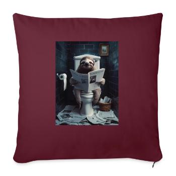 Faultier Toilette Zeitung lesen Geschenk - Sofakissenbezug 45 x 45 cm - Burgunderrot - Vorne