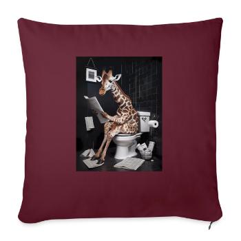 Giraffe Toilette Zeitung lesen Geschenk - Sofakissenbezug 45 x 45 cm - Burgunderrot - Vorne