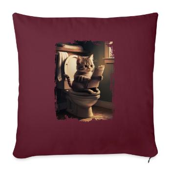 Katzentoilette Geschenk - Sofakissenbezug 45 x 45 cm - Burgunderrot - Vorne