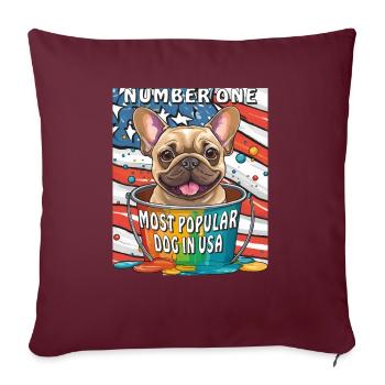 NUMBER ONE MOST POPULAR DOG IN USA - Sofakissenbezug 45 x 45 cm - Burgunderrot - Vorne