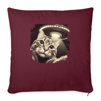 Selfie de chat et d’OVNI, Photographie de nerd bizarre - Housse de coussin décorative 45 x 45 cm - bordeaux - Devant