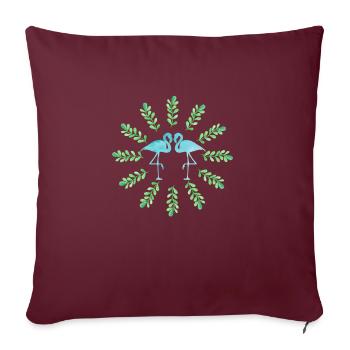 Two Tropical Flamingos Wading Bird leaves Cool Art - Sofa pillowcase 17,3'' x 17,3'' (45 x 45 cm) - burgundy - Front