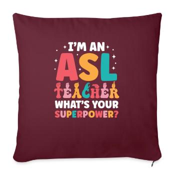 Asl-lehrer Amerikanische Zeichensprache - Sofakissenbezug 45 x 45 cm - Burgunderrot - Vorne