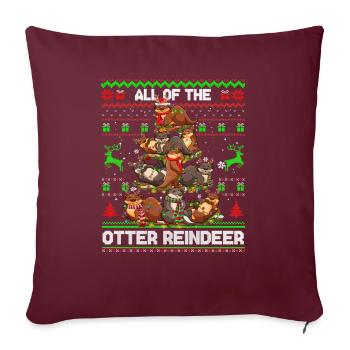 Tous Les Loutres Renne Pull Moche Loutre Noël - Housse de coussin décorative 45 x 45 cm - bordeaux - Devant