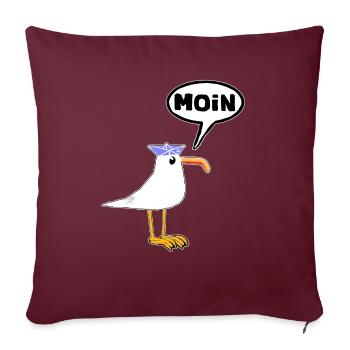 Moin Möwe Gummistiefel Stiefel Sprechblase - Sofakissenbezug 45 x 45 cm - Burgunderrot - Vorne