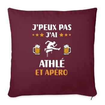 je peux pas course de haies apéro humour cadeau - Housse de coussin décorative 45 x 45 cm - bordeaux - Devant