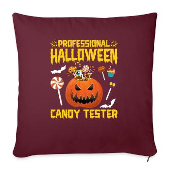 Testeur professionnel de bonbons d’Halloween - Housse de coussin décorative 45 x 45 cm - bordeaux - Devant