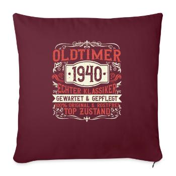 Baujahr 1940 Geboren, Geburtstag Jahrgang 1940 - Sofakissenbezug 45 x 45 cm - Burgunderrot - Vorne