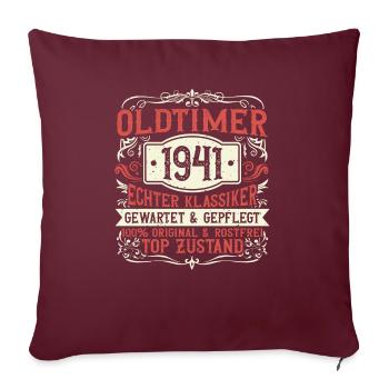 Baujahr 1941 Geboren, Geburtstag Jahrgang 1941 - Sofakissenbezug 45 x 45 cm - Burgunderrot - Vorne