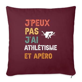 je peux pas j'ai saut en hauteur et apéro vintage - Housse de coussin décorative 45 x 45 cm - bordeaux - Devant