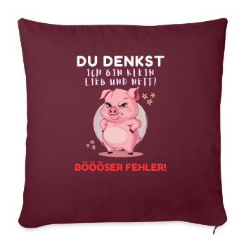 Cochon Tshirt Drôle Drôle Humour Femmes Mignon - Housse de coussin décorative 45 x 45 cm - bordeaux - Devant