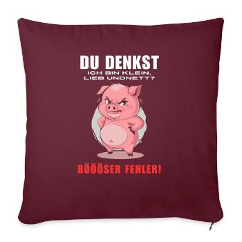 Cochon Tshirt Drôle Drôle Humour Femmes Mignon - Housse de coussin décorative 45 x 45 cm - bordeaux - Devant