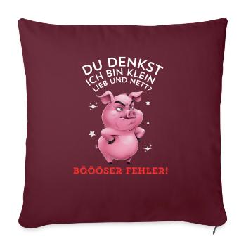 Cochon Tshirt Drôle Drôle Humour Femmes Mignon - Housse de coussin décorative 45 x 45 cm - bordeaux - Devant