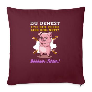 Cochon Tshirt Drôle Drôle Humour Femmes Mignon - Housse de coussin décorative 45 x 45 cm - bordeaux - Devant