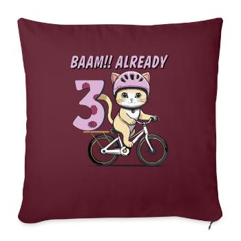 VÉLO CHAT BAAM !! DÉJÀ TROIS - Housse de coussin décorative 45 x 45 cm - bordeaux - Devant