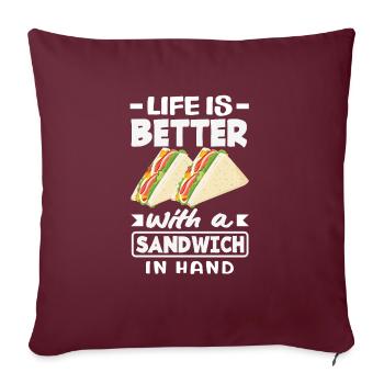 Sandwich Sandwich Snack Célébration - Housse de coussin décorative 45 x 45 cm - bordeaux - Devant