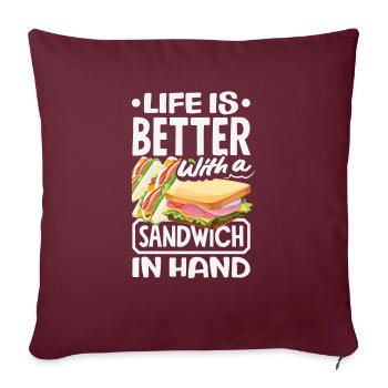 Sandwich Sandwich Snack Célébration - Housse de coussin décorative 45 x 45 cm - bordeaux - Devant