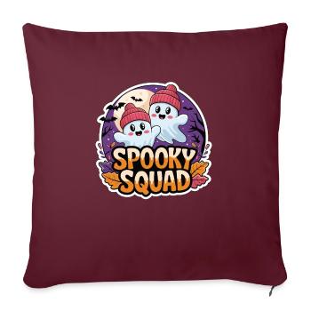 Halloween Spooky Squad fantôme avec chapeau - Housse de coussin décorative 45 x 45 cm - bordeaux - Devant