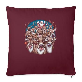 Renne Cerf Noël Renne Noël - Housse de coussin décorative 45 x 45 cm - bordeaux - Devant