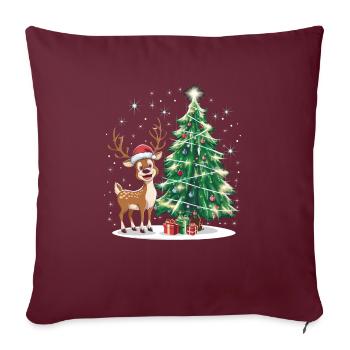 Renne Cerf Noël Renne Noël - Housse de coussin décorative 45 x 45 cm - bordeaux - Devant
