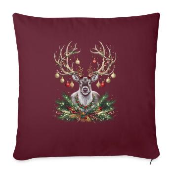 Renne Cerf Noël Renne Noël - Housse de coussin décorative 45 x 45 cm - bordeaux - Devant