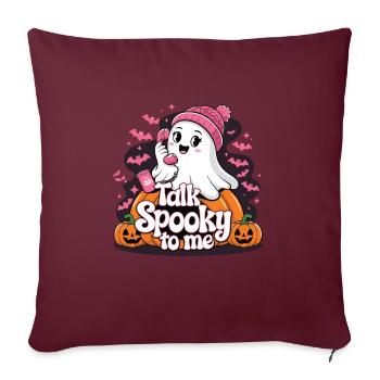 Halloween Fantôme Drôle Parler Effrayant Pour Moi - Housse de coussin décorative 45 x 45 cm - bordeaux - Devant