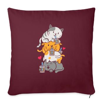Bubble Tea Boba BubbleTea Kawaii Japan Tea Kpop - Sofakissenbezug 45 x 45 cm - Burgunderrot - Vorne