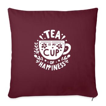 Le thé est ma tasse de bonheur - Housse de coussin décorative 45 x 45 cm - bordeaux - Devant