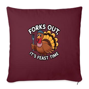 Dinde drôle de Thanksgiving - Housse de coussin décorative 45 x 45 cm - bordeaux - Devant