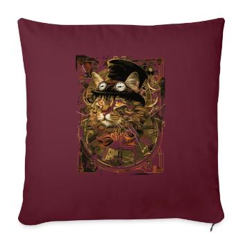 Steampunk-katze - Sofakissenbezug 45 x 45 cm - Burgunderrot - Vorne