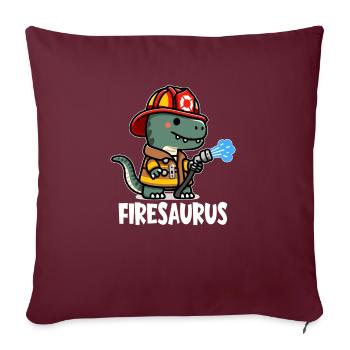 Firesaurus avec casque de pompier et tuyau d’incendie - Housse de coussin décorative 45 x 45 cm - bordeaux - Devant