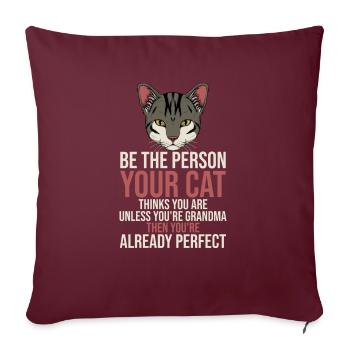 Cadeaux de grand-mère chat - Housse de coussin décorative 45 x 45 cm - bordeaux - Devant
