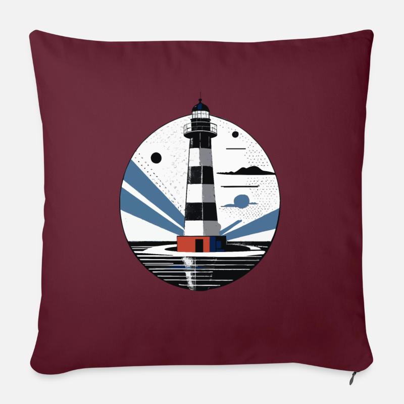 Lighthouse, Coast, Sea - Sofa pillowcase 17,3'' x 17,3'' (45 x 45 cm) - burgundy