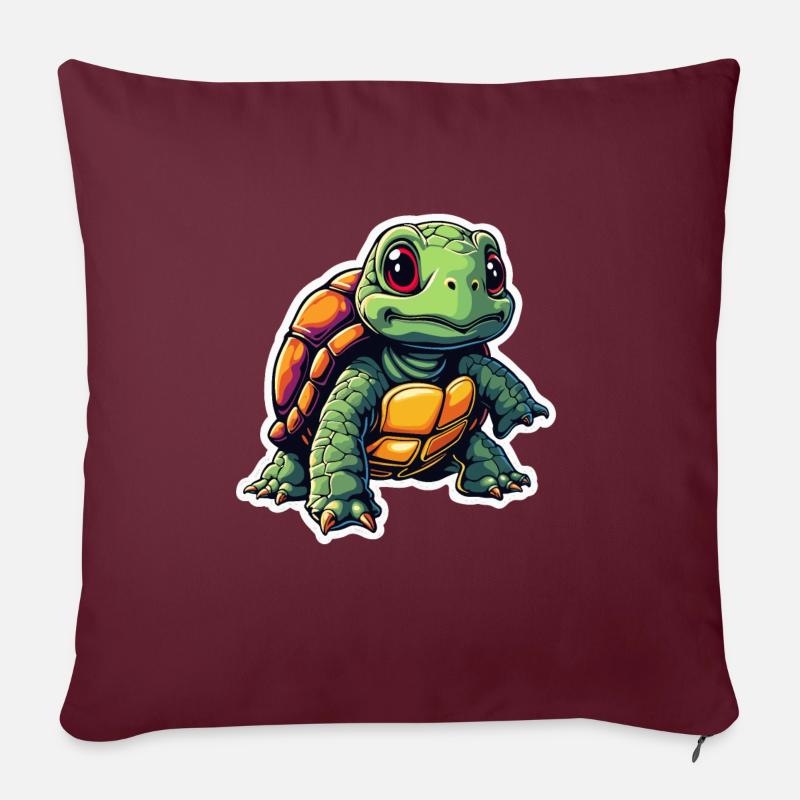 SCHILDKRÖTE - Sofakissenbezug 45 x 45 cm - Burgunderrot