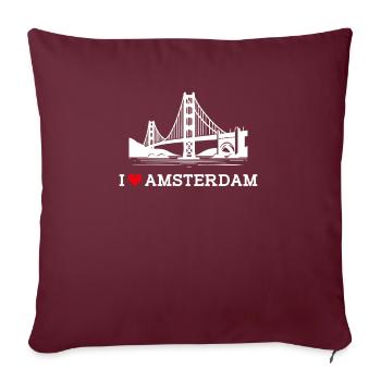 I Love Amsterdam Golden Gate Bridge Netherland Pun - Sofa pillowcase 17,3'' x 17,3'' (45 x 45 cm) - burgundy - Front