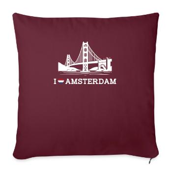I Love Amsterdam Flag Heart Golden Gate Bridge Pun - Sofa pillowcase 17,3'' x 17,3'' (45 x 45 cm) - burgundy - Front