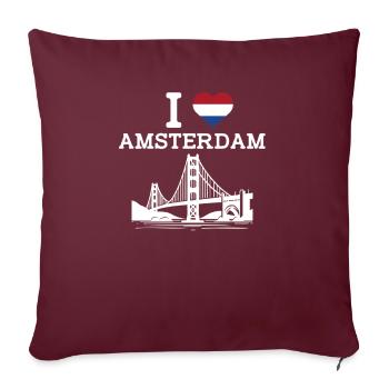 J’aime le plaisir du Golden Gate Bridge de l’Amsterdam Heart Flag - Housse de coussin décorative 45 x 45 cm - bordeaux - Devant