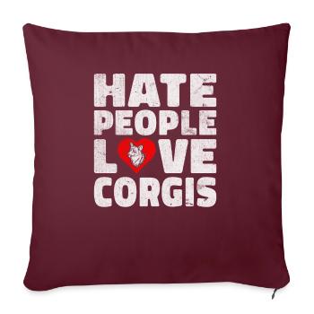 Cadeaux de corgi pour les amateurs de corgi - Housse de coussin décorative 45 x 45 cm - bordeaux - Devant
