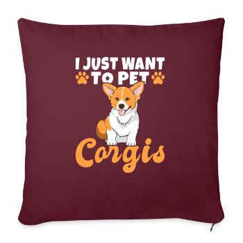 Cadeaux de corgi pour les amateurs de corgi - Housse de coussin décorative 45 x 45 cm - bordeaux - Devant
