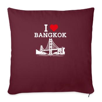 J’aime Bangkok Thaïlande Golden Gate Bridge Heart - Housse de coussin décorative 45 x 45 cm - bordeaux - Devant