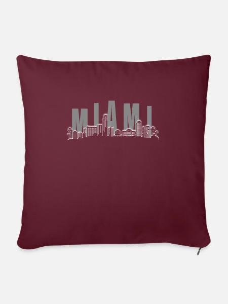 Miami Skyline - Sofakissenbezug 45 x 45 cm - Burgunderrot