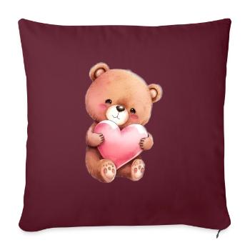 Teddybär Kuscheltier Spielzeug Schlaf T-Shirt - Sofakissenbezug 45 x 45 cm - Burgunderrot - Vorne
