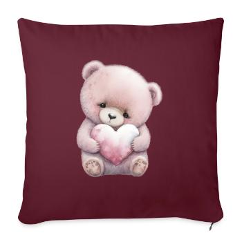 Teddybär Kuscheltier Spielzeug Schlaf T-Shirt - Sofakissenbezug 45 x 45 cm - Burgunderrot - Vorne
