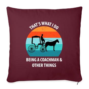 Calèche de cocher Calèche tirée par des chevaux Calèche - Housse de coussin décorative 45 x 45 cm - bordeaux - Devant