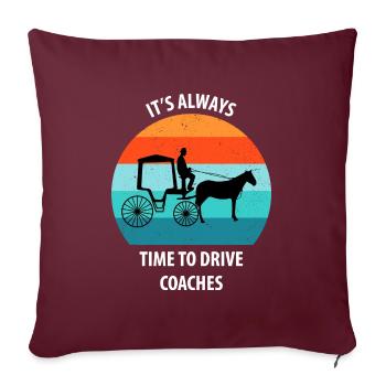 Calèche de cocher Calèche tirée par des chevaux Calèche - Housse de coussin décorative 45 x 45 cm - bordeaux - Devant