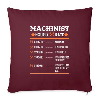 Maschinist Bearbeitung Machinist Geschenk - Sofakissenbezug 45 x 45 cm - Burgunderrot - Vorne