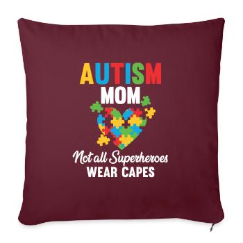 Autiste Maman Autisme maman cadeau - Housse de coussin décorative 45 x 45 cm - bordeaux - Devant