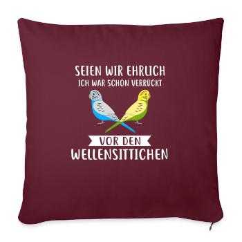 Perruche ondulée perlée ondulée - Housse de coussin décorative 45 x 45 cm - bordeaux - Devant