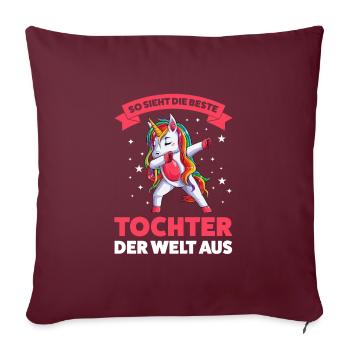 Tochter Einhorn Töchter Geschenk - Sofakissenbezug 45 x 45 cm - Burgunderrot - Vorne